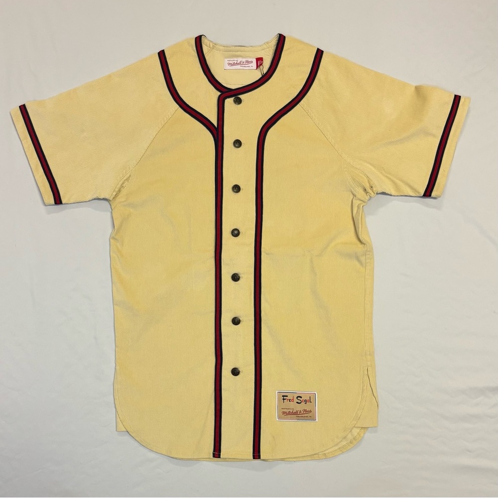 Mitchell & Ness Fred Segal LA 61 Corduroy Baseball Jersey Cream Small